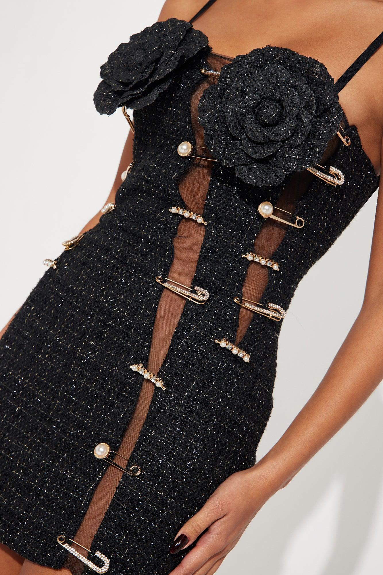 Miley Tweed Mini Dress - Black Product Image