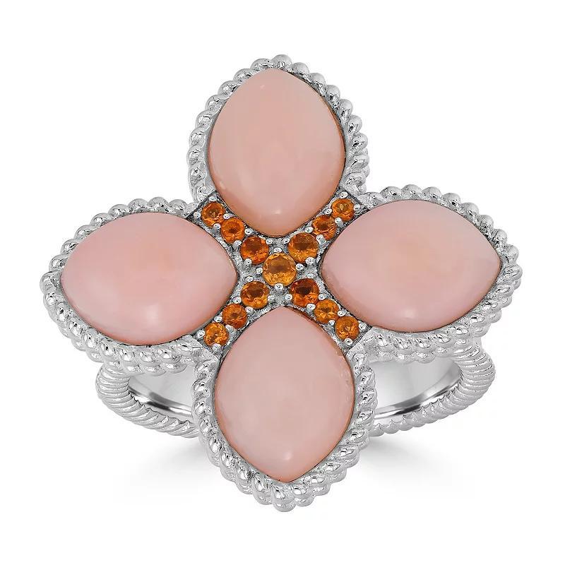 Gemistry Sterling Silver Genuine Pink Opal Cabachon Ring, Womens Pink White Product Image