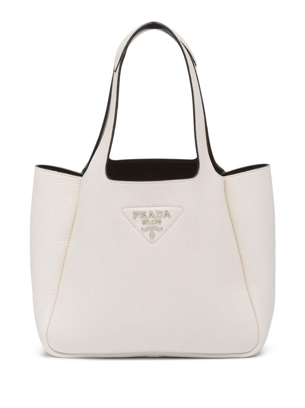 PRADA Leather Tote In White Product Image