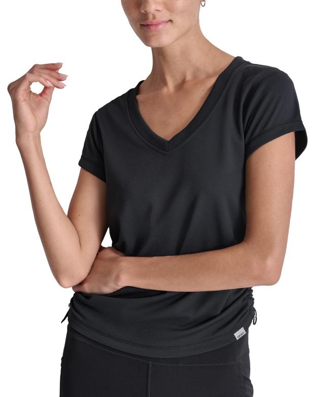 Dkny Sport Womens Tech Textured Ruched-Sides T-Shirt Product Image