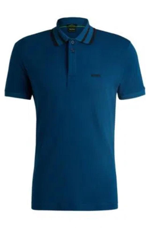 HUGO BOSS Interlock-cotton Polo Shirt With Logo Detail In Light Blue Product Image