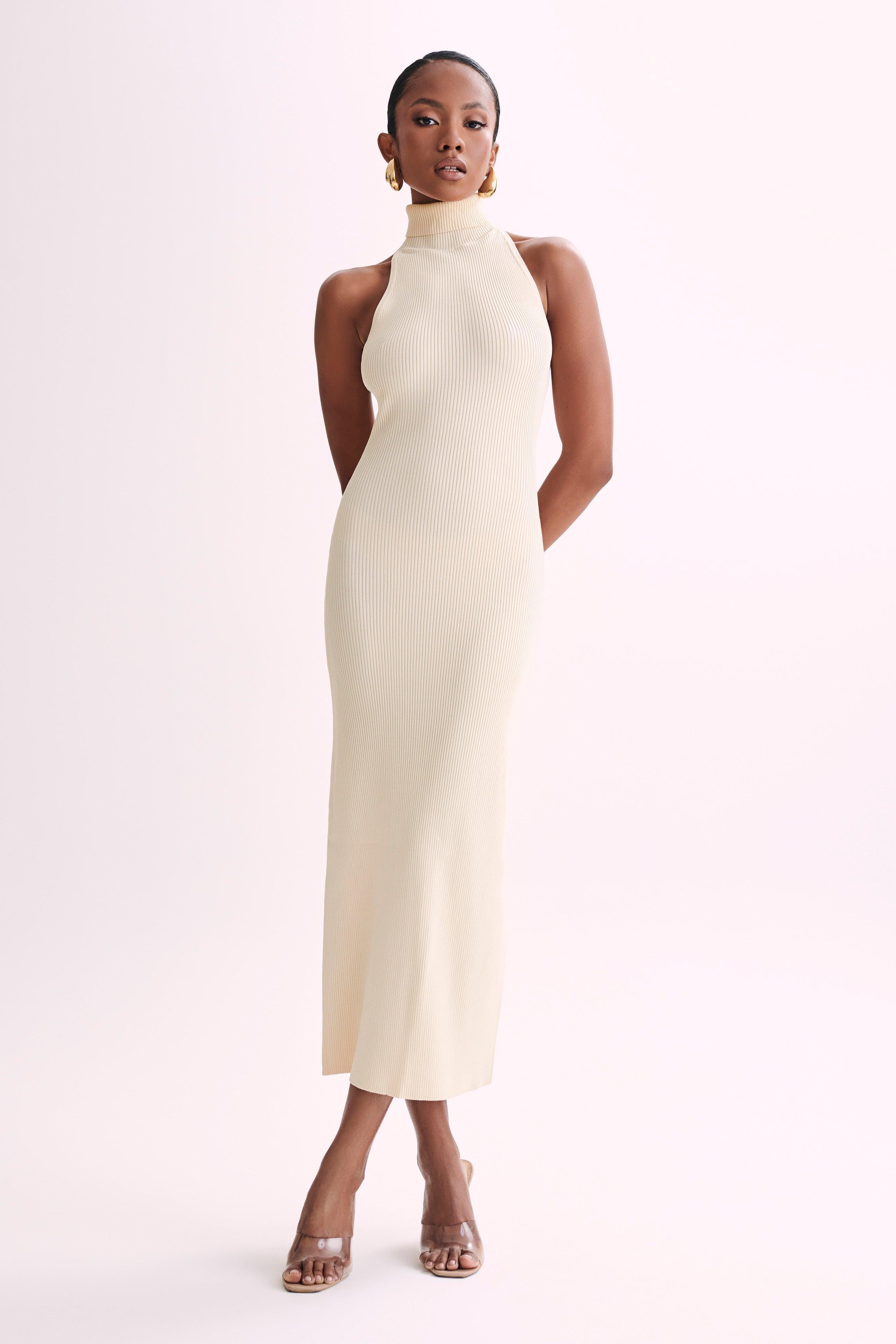 Connie Turtleneck Knit Midi Dress - Cream product image