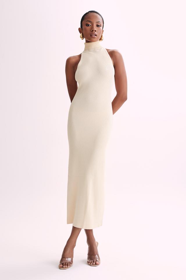 Connie Turtleneck Knit Midi Dress - Cream Product Image