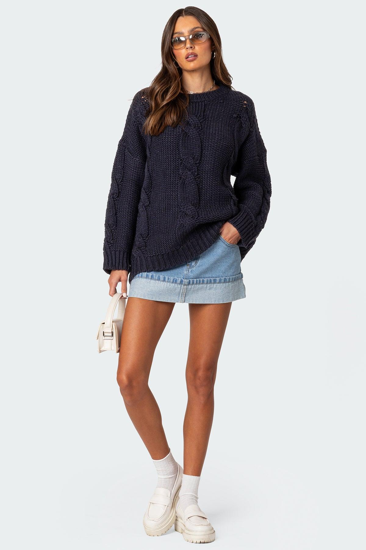 Alene Oversized Cable Knit Sweater Product Image