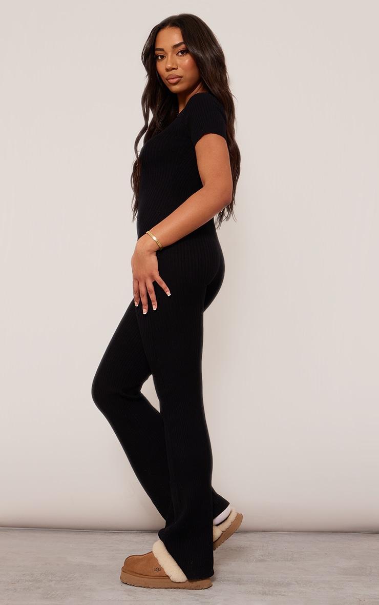 Tall Black Knitted Zip Up Jumpsuit Product Image