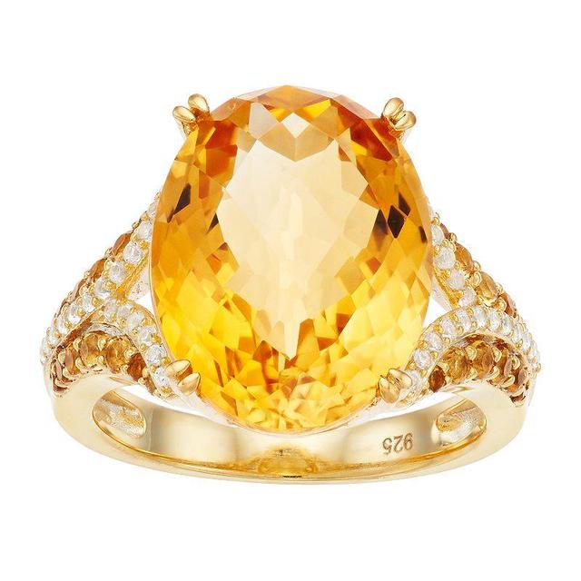 14k Gold Over Silver Citrine & Lab-Created White Sapphire Ring, Womens Yellow Product Image