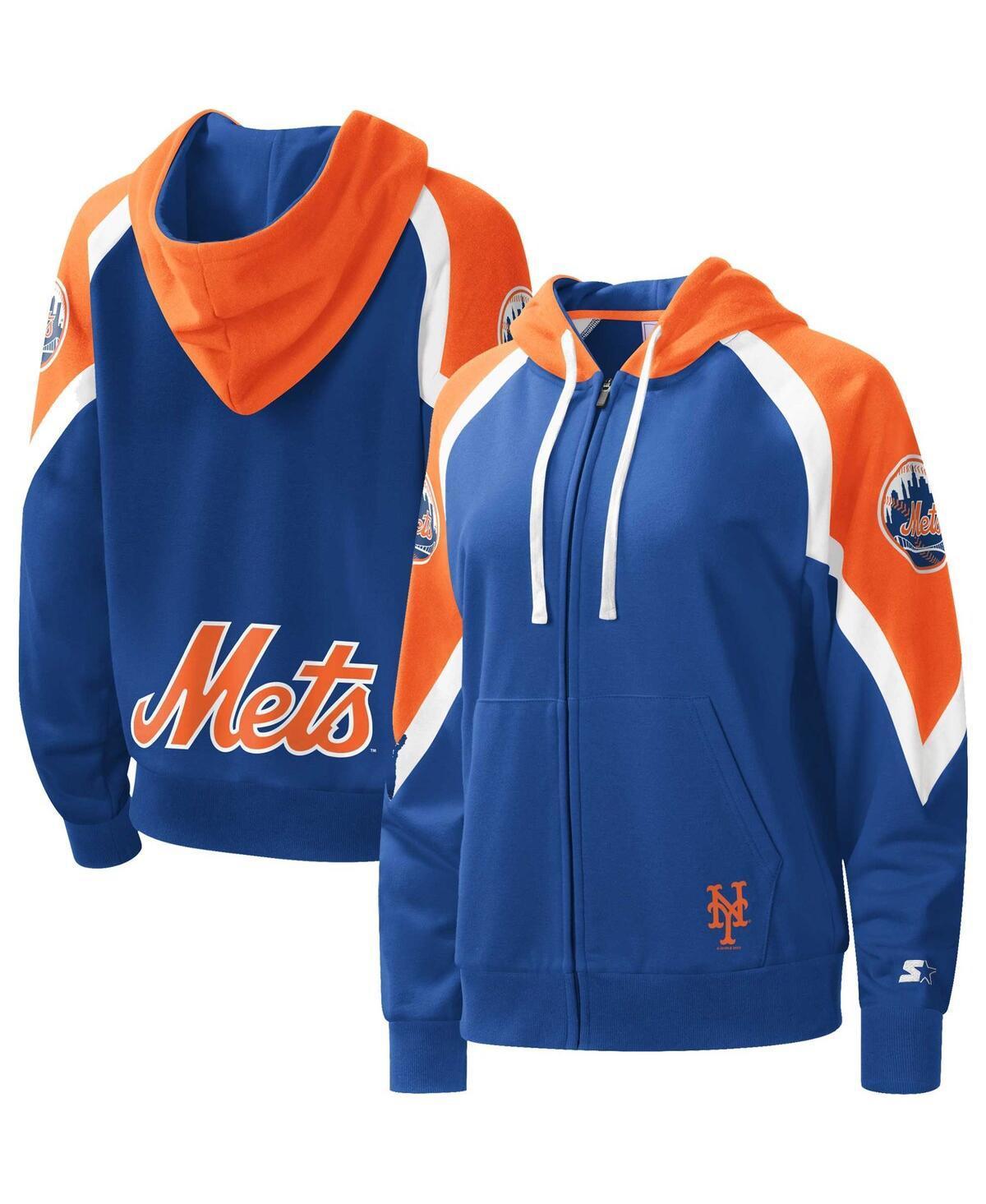 Womens Starter Royal/Orange New York Mets Hail Mary Full-Zip Hoodie Product Image