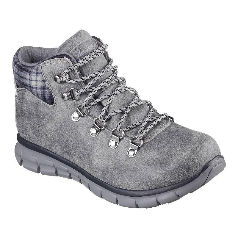 Skechers Synergy Plaid Mood Womens Hiking Boots Grey Product Image