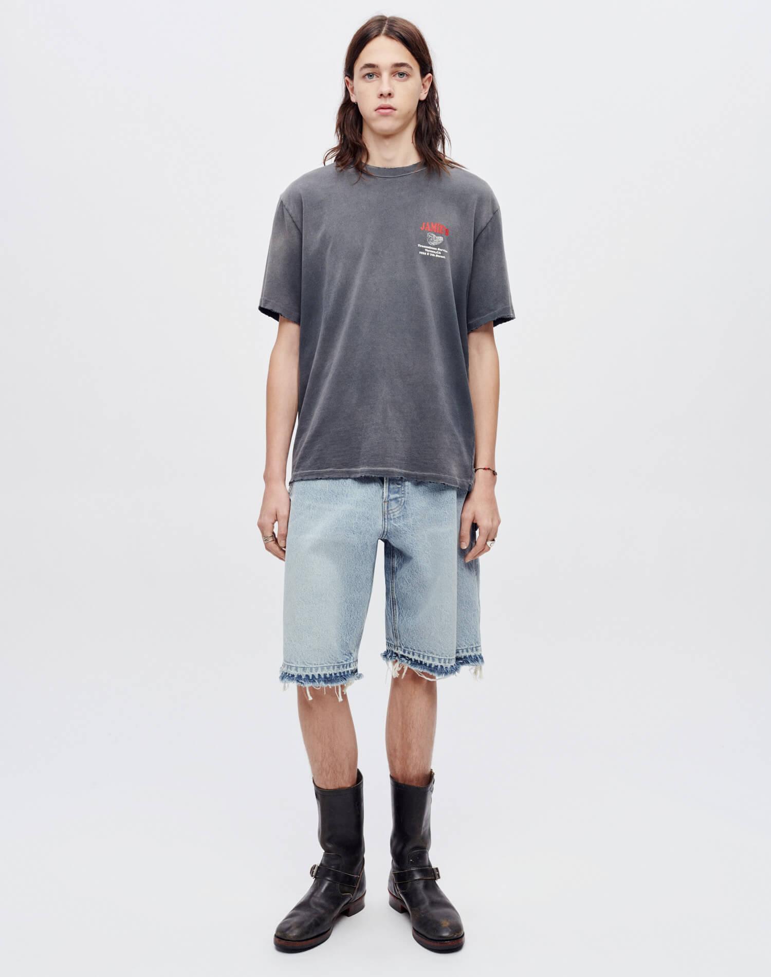 Loose "Transmission Service" Tee - Sun Faded Black Male Product Image