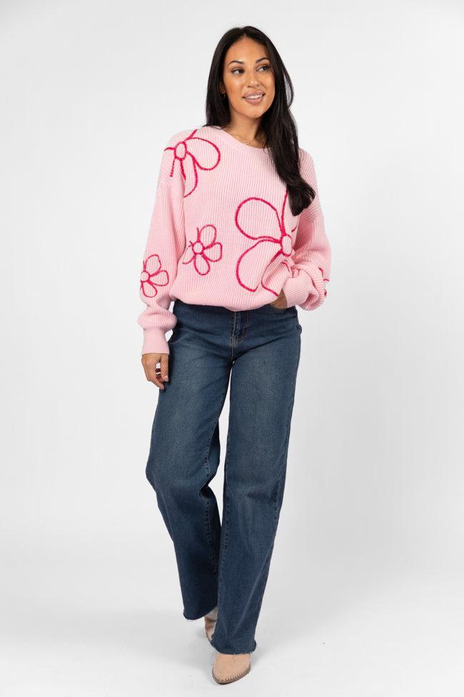 Hold My Hand Pink Floral Sweater Product Image