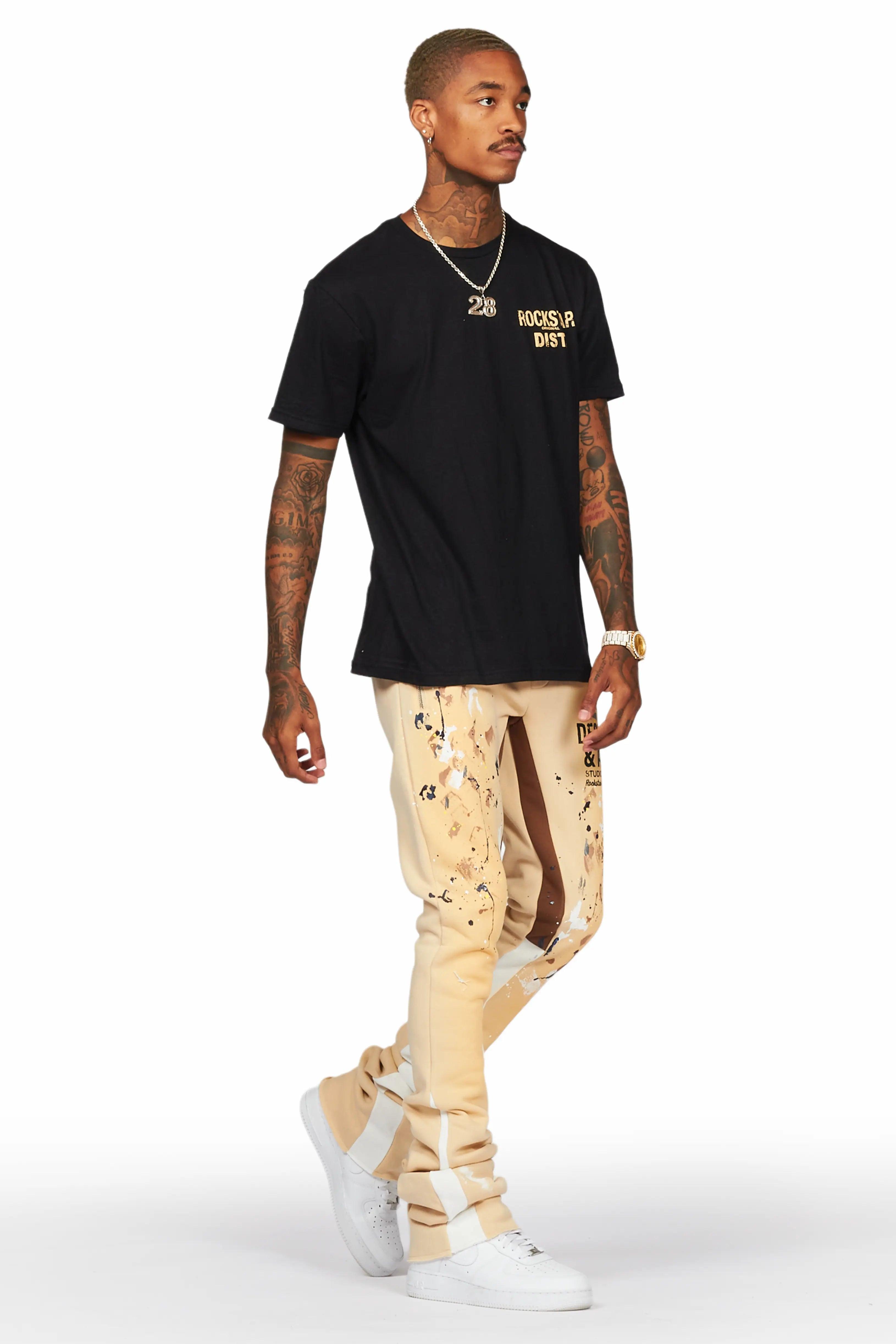 Pellos Beige Graphic Super Stacked Flare Pant Male Product Image