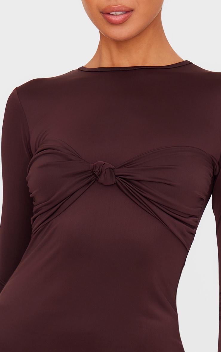 Chocolate Twist Bandeau Detail Long Sleeve Mini Bodycon Dress Product Image