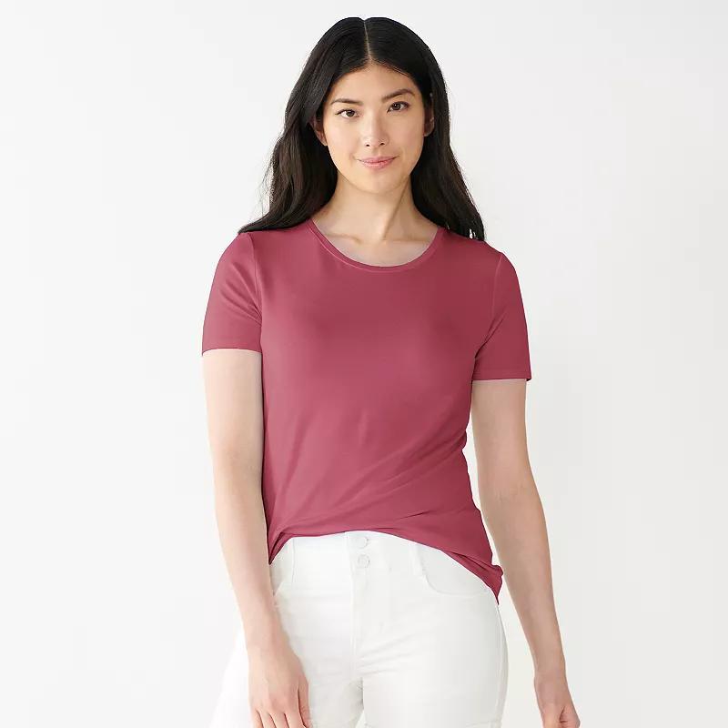 Petite Nine West Essential Crewneck Tee, Womens Just Pink Product Image