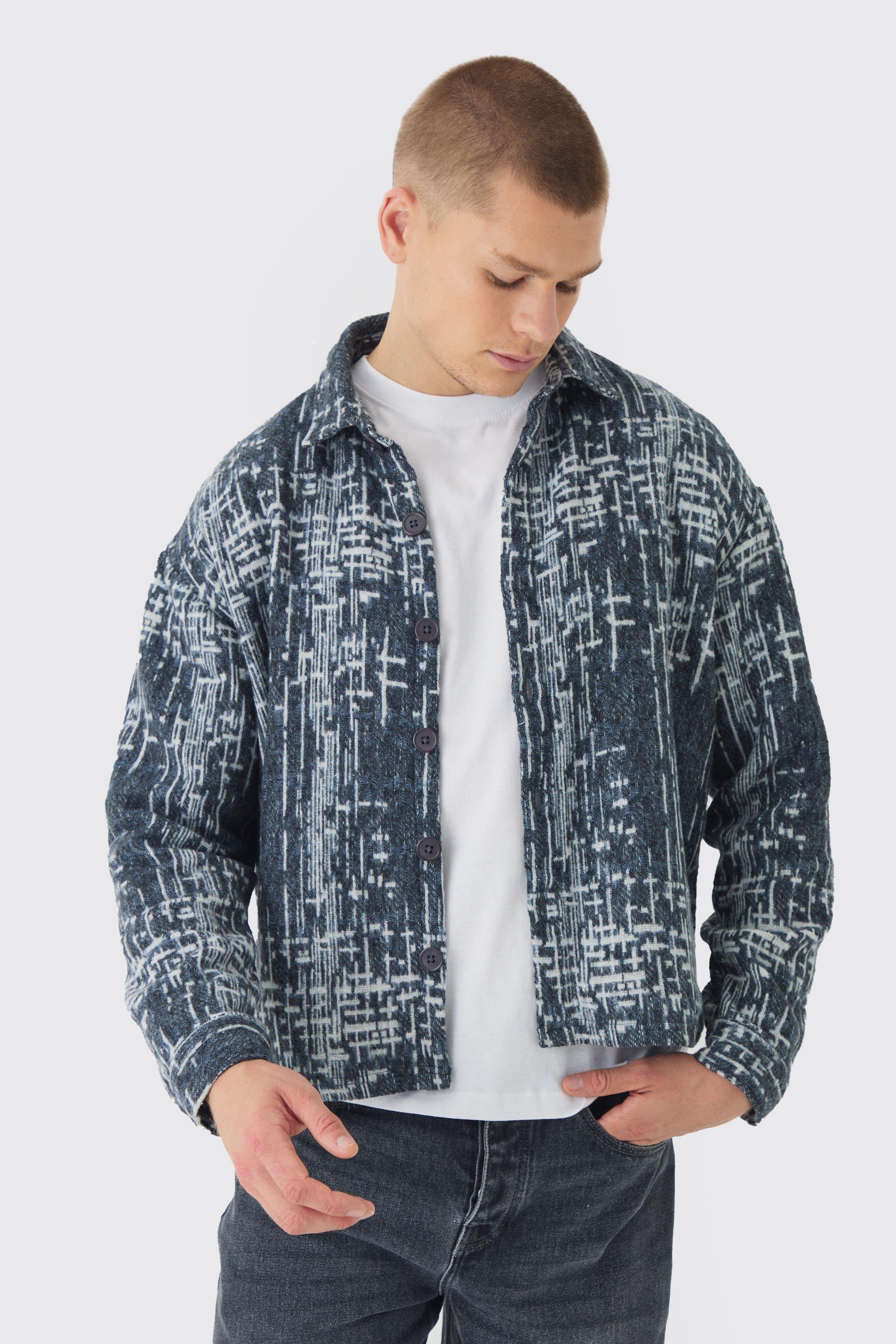 Oversized Brushed Abstract Overshirt | boohooMAN USA Product Image