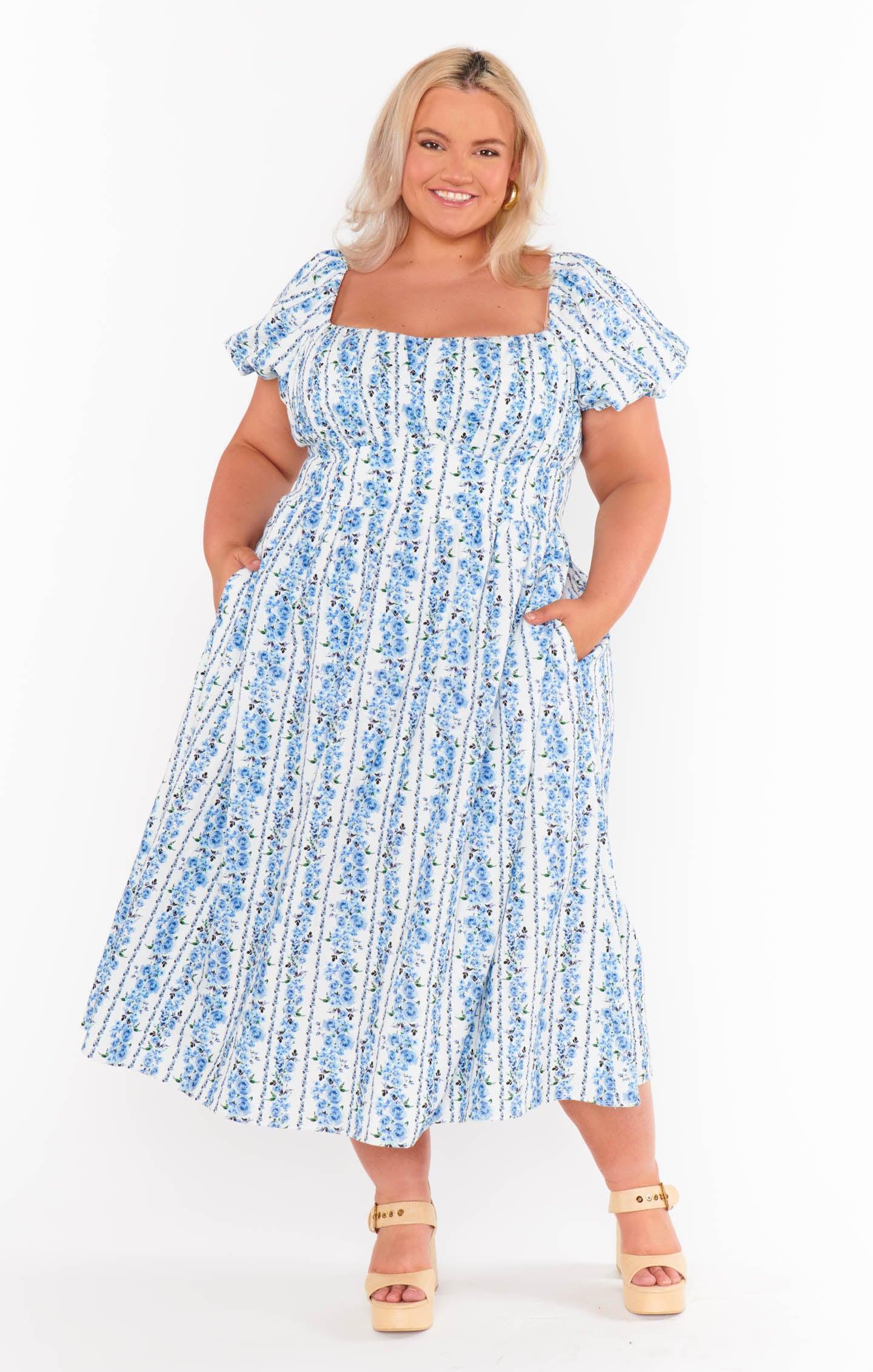 Belle Midi Dress ~ Blue Bliss Stripe Product Image