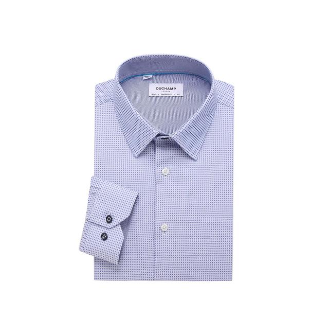 DUCHAMP LONDON Mens Tailored Fit Windowpane Dress Shirt - Navy Product Image