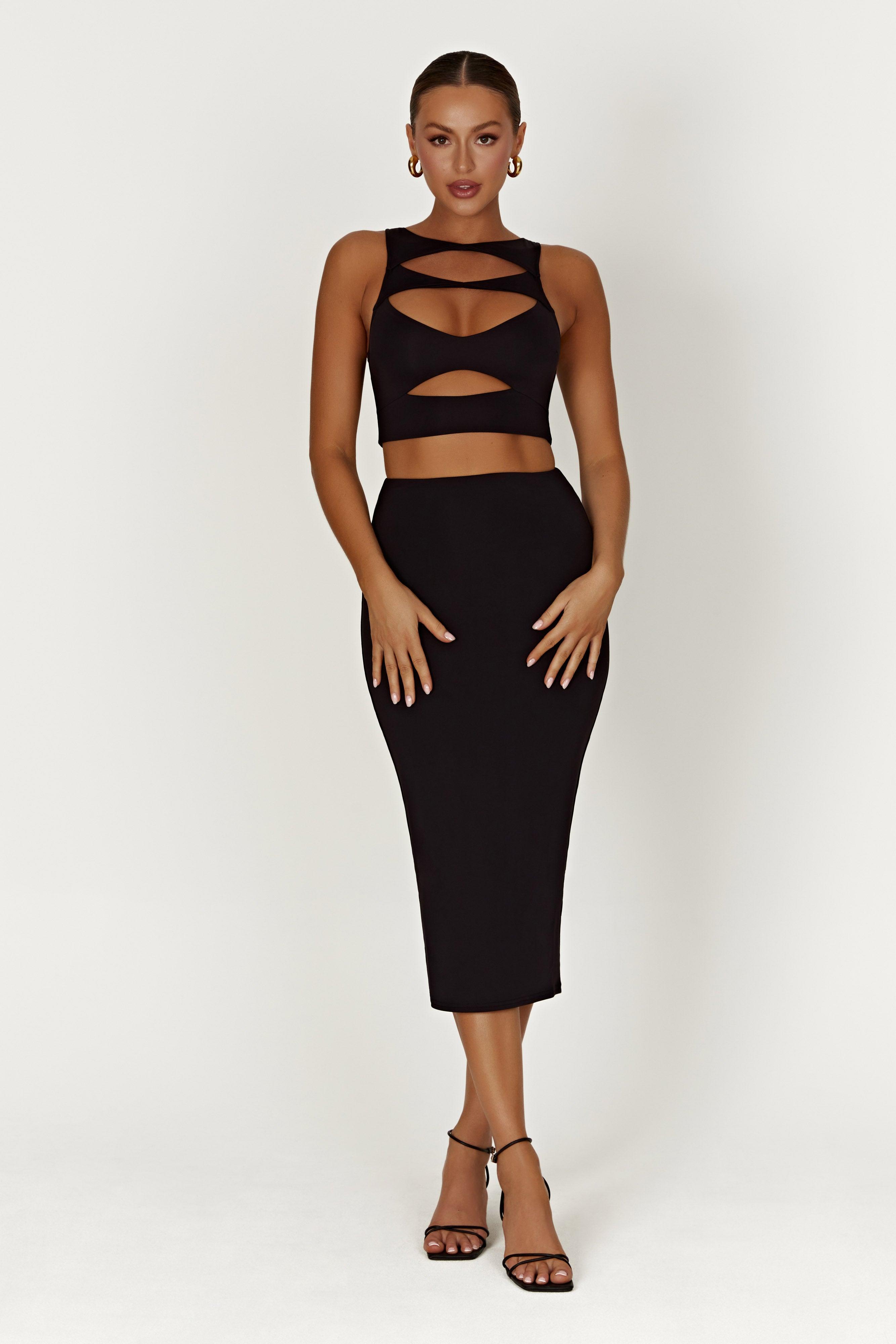 Chloe Cut Out Crop Top - Black Product Image