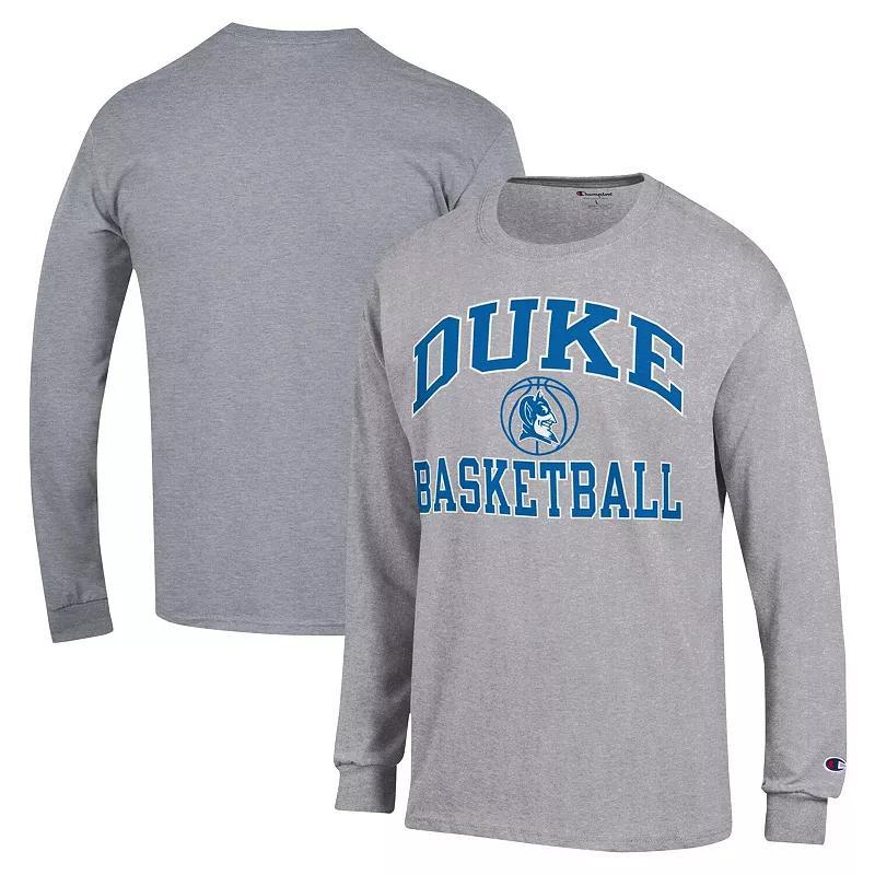 Mens Champion Heather Gray Duke Blue Devils Basketball Icon Long Sleeve T-Shirt Product Image