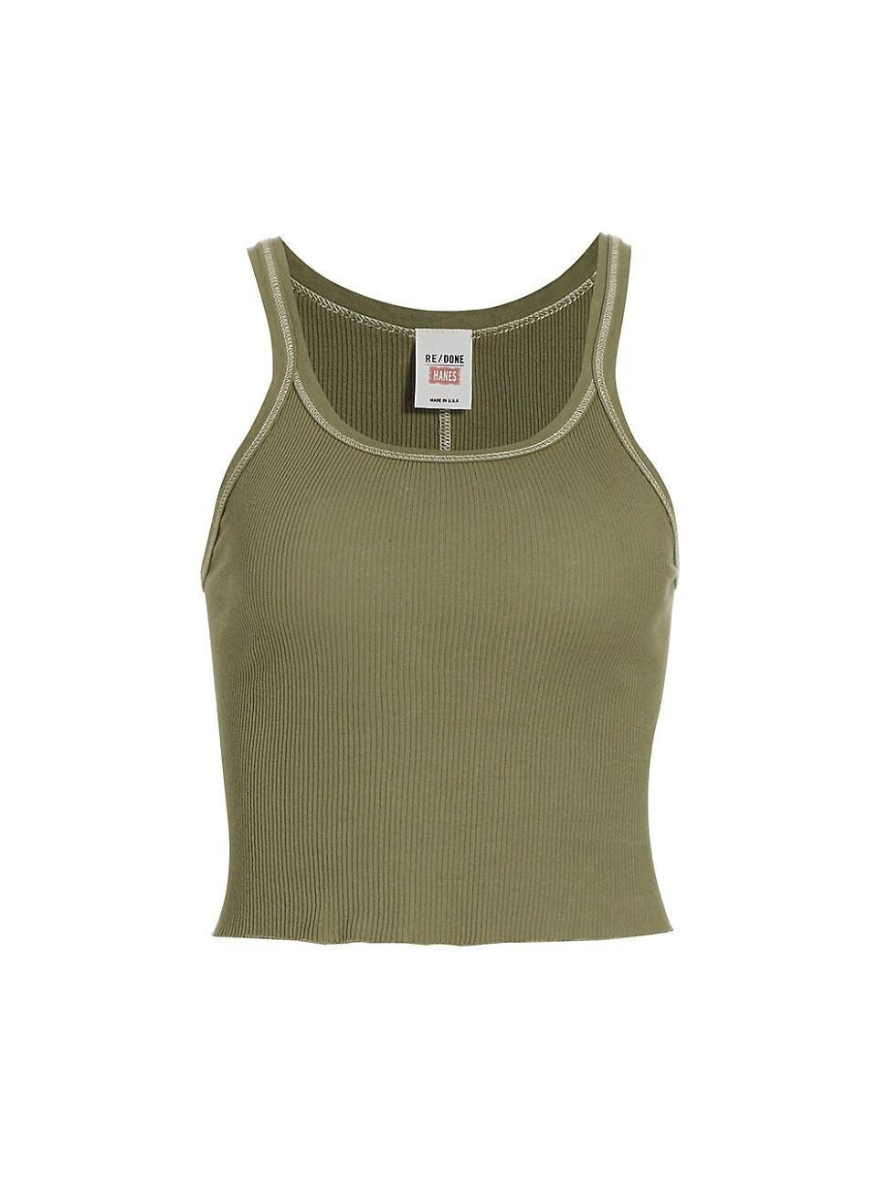 Womens Cropped Rib-Knit Tank Product Image