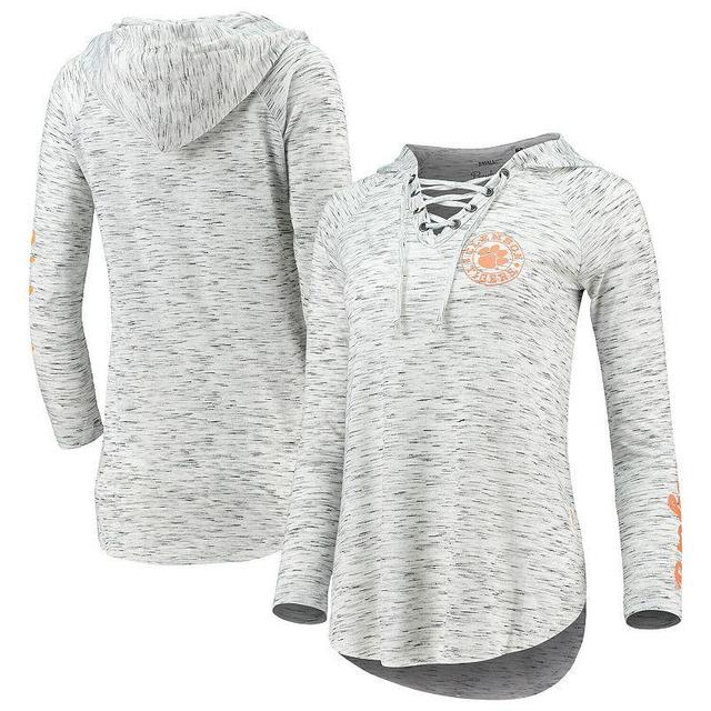 Womens Pressbox Gray Clemson Tigers Space Dye Lace-Up V-Neck Long Sleeve T-Shirt Product Image