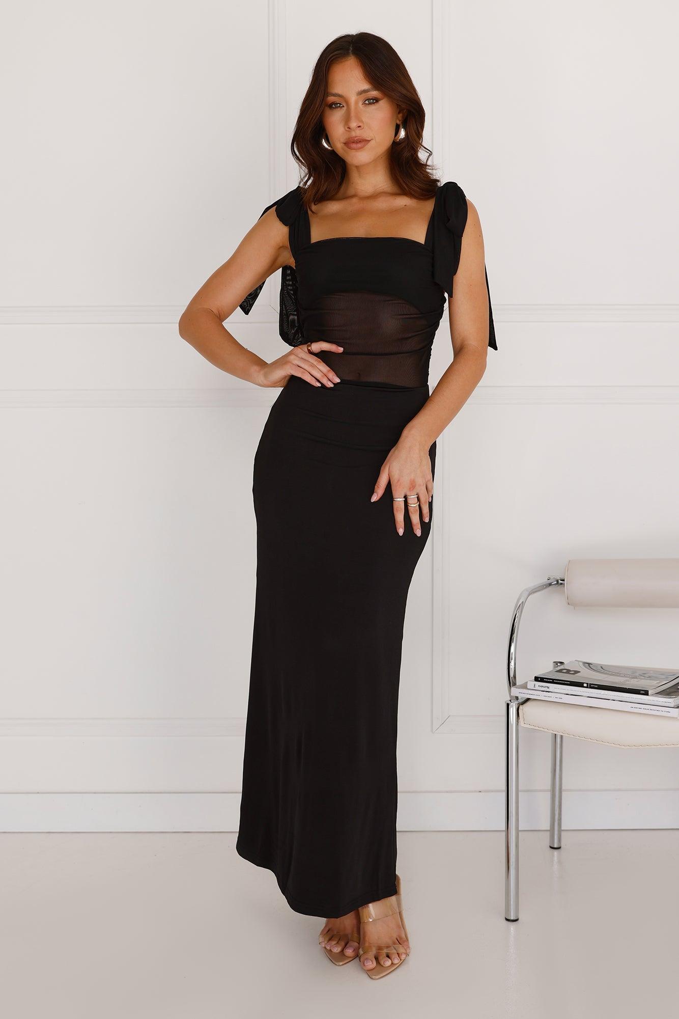 Illuminating Love Mesh Maxi Dress Black Product Image