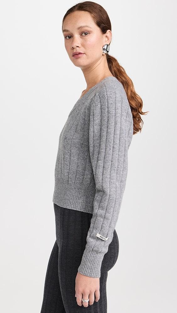 RECTO Bold Rib Slit Detail V Neck Sweater | Shopbop Product Image