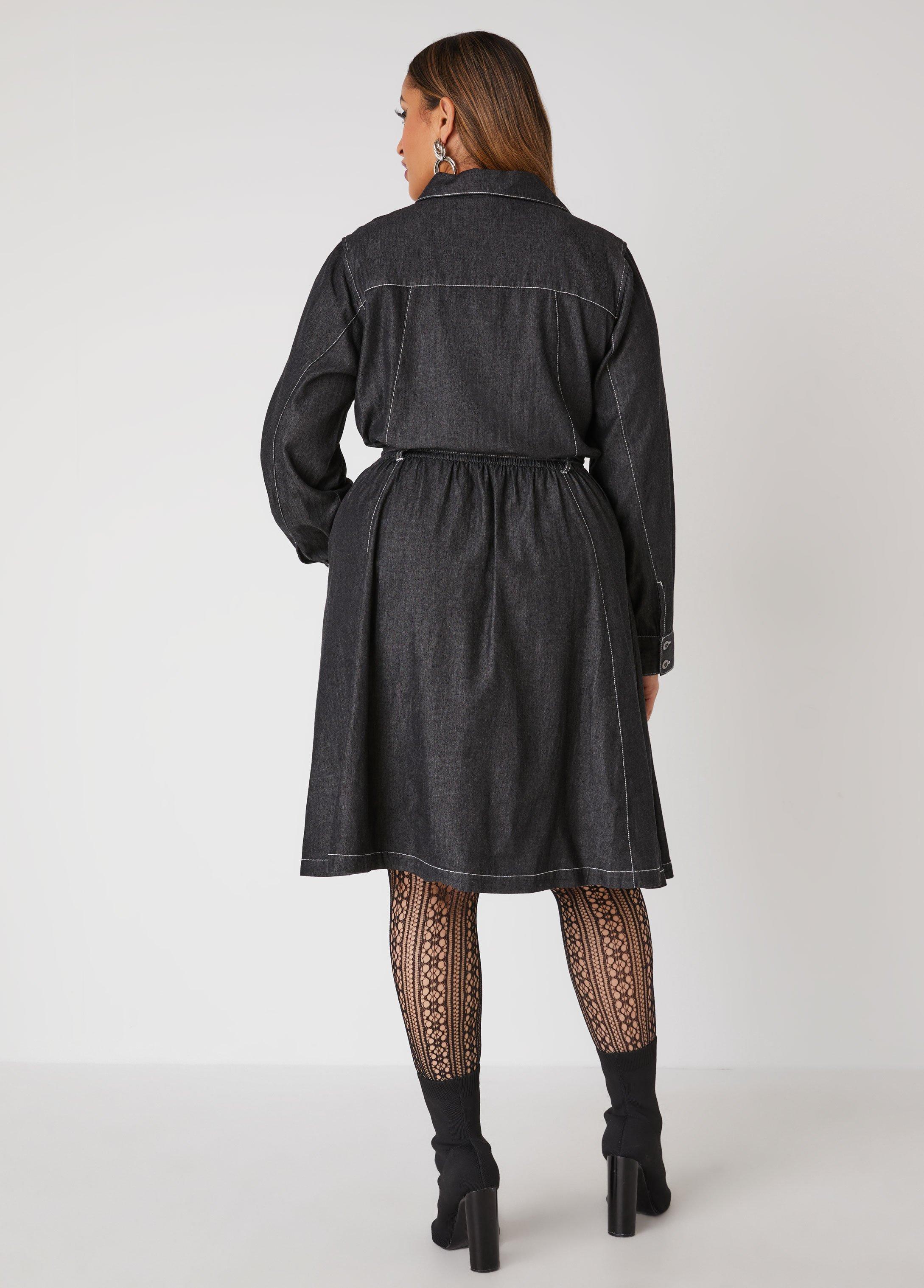 Denim A Line Shirtdress Product Image