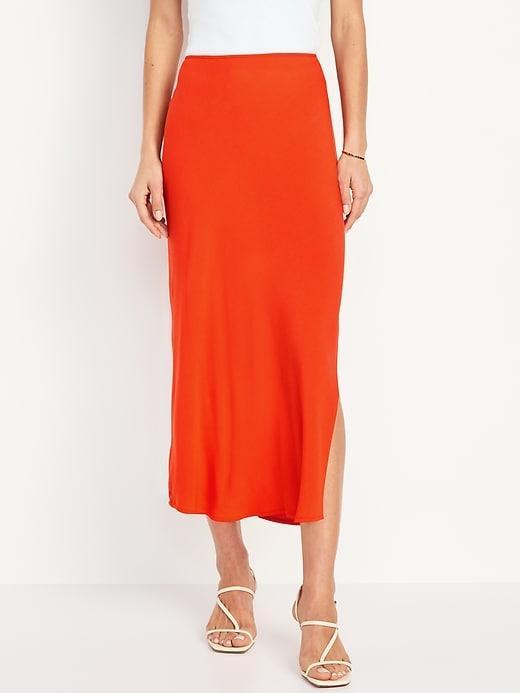 High-Waisted Midi Slip Skirt product image