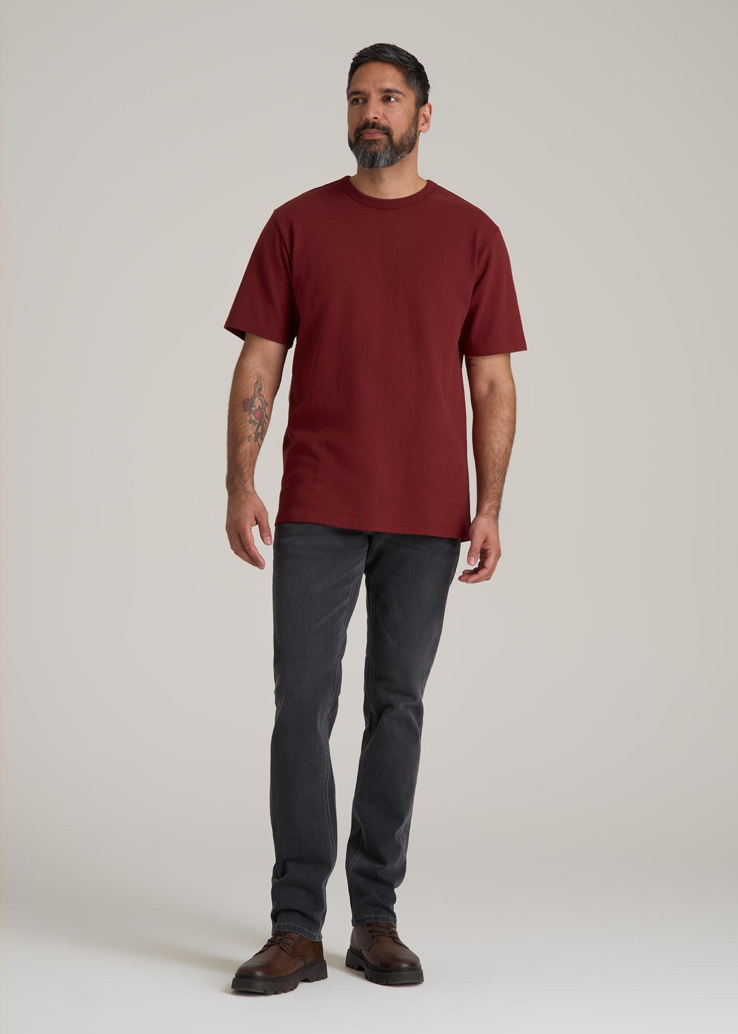 LJ&S Heavyweight RELAXED-FIT Tall Tee in Sumac Red Product Image