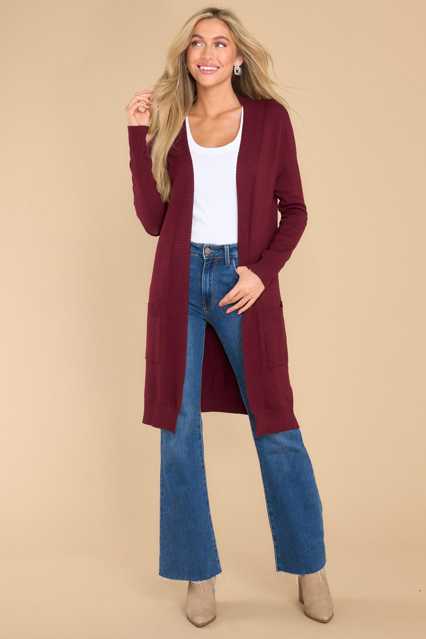 Fable Anticipating This Moment Burgundy Cardigan product image