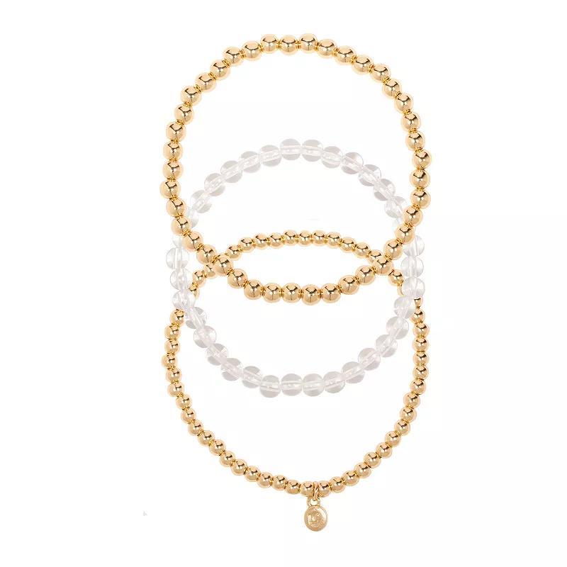 LC Lauren Conrad Gold Tone Mix Beaded Stretch Bracelet Set, Womens, Clear Product Image