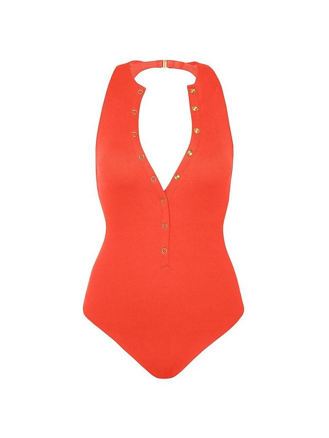 Womens Amy Buttoned One-Piece Swimsuit Product Image