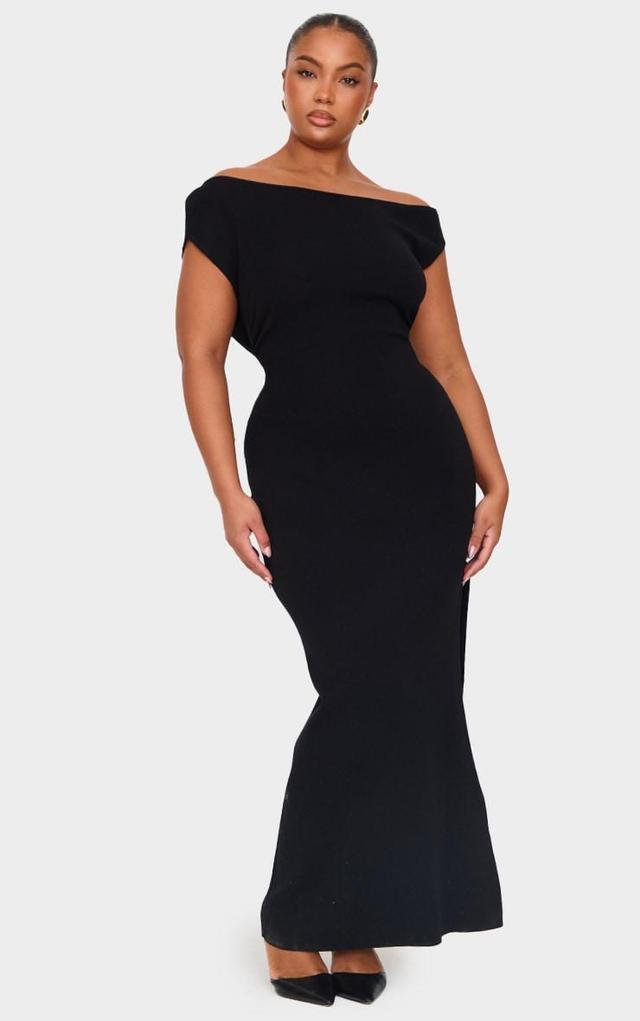 Plus Black Fine Knit Maxi Dress Product Image