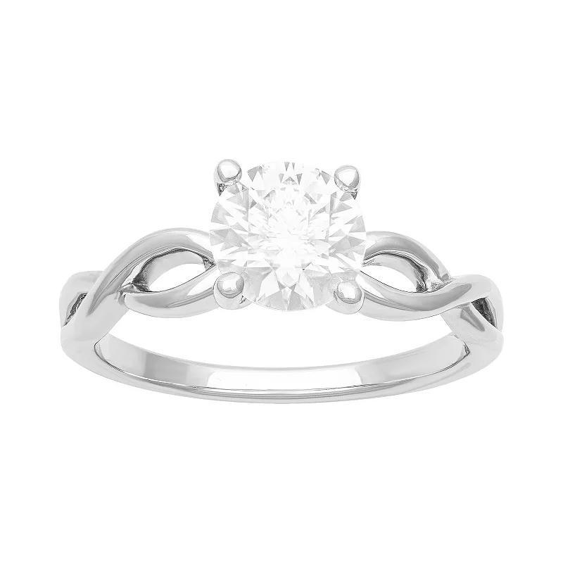 Love Always Sterling Silver Lab-Created Moissanite Solitaire Twist Engagement Ring, Womens Product Image