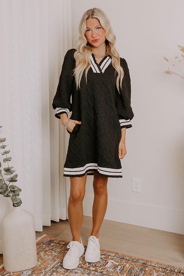 Charming Glance Knit Mini Dress in Black product image