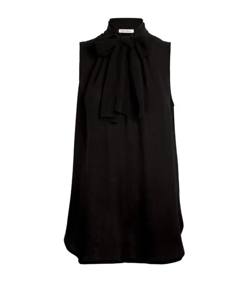 MAX MARA Silk Pussybow Mela Blouse In Black Product Image