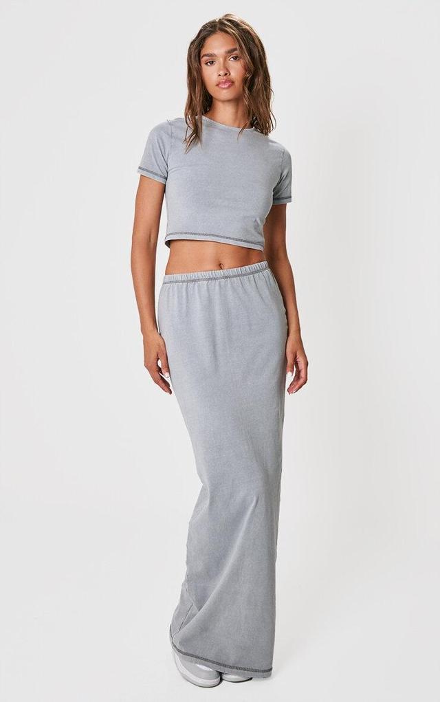 Grey Cotton Washed Maxi Skirt Product Image