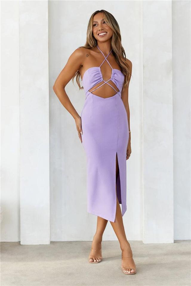 HELLO MOLLY Stolen Attention Halter Midi Dress Lilac Product Image