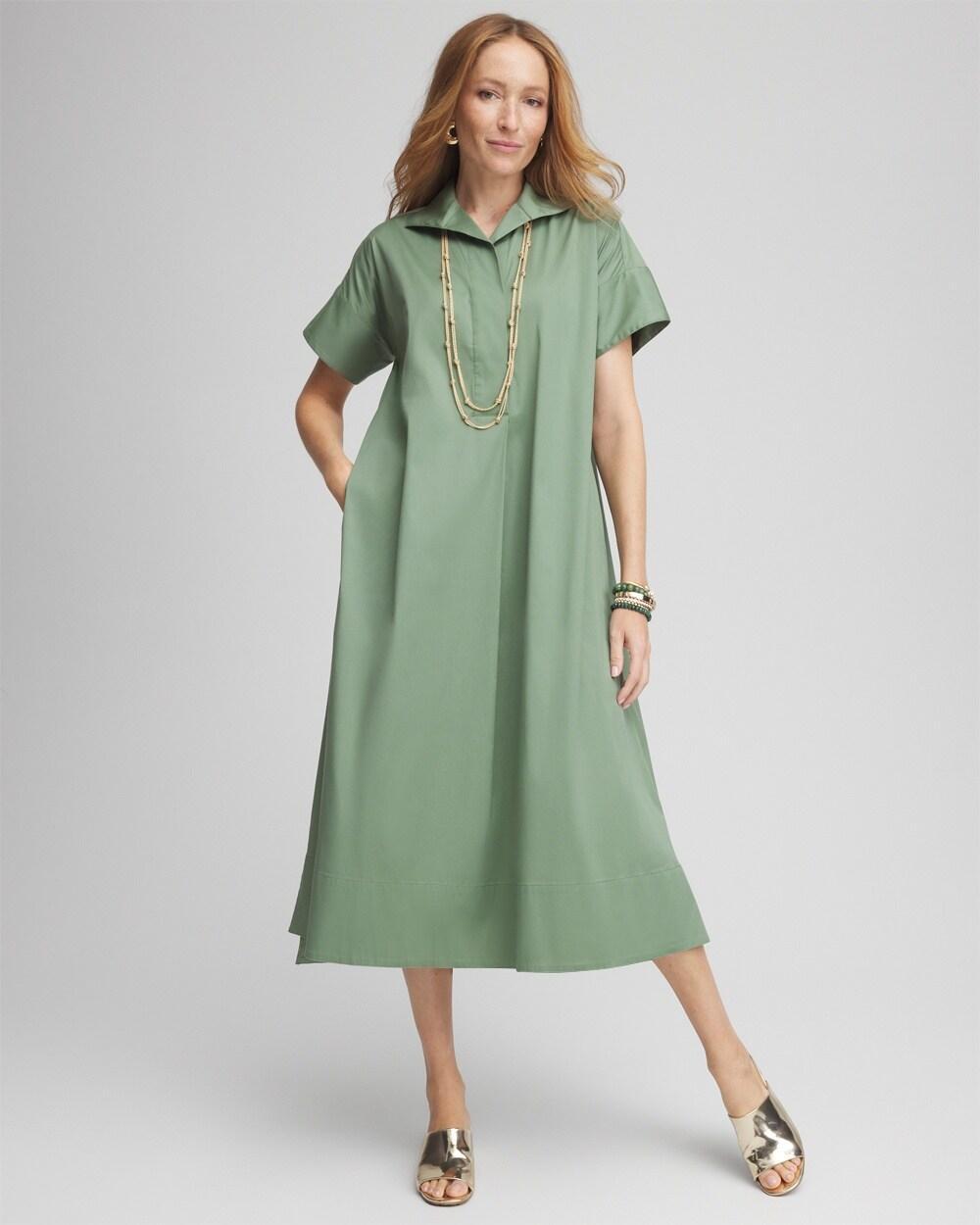 Knit Poplin Midi Shirtdress Product Image