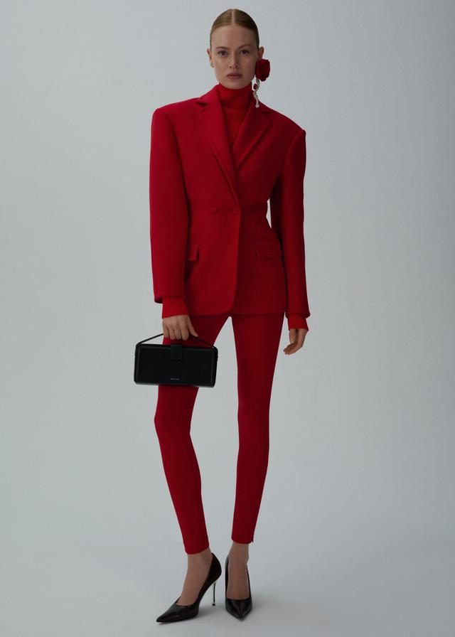 Double-button hourglass blazer in red Product Image