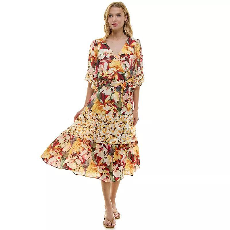 Womens Figueroa & Flower Flutter Sleeve Tiered Maxi Dress Product Image