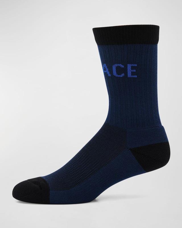 Versace Men's Jacquard Logo Crew Socks - Size: MEDIUM - GrayLimeBlack Product Image