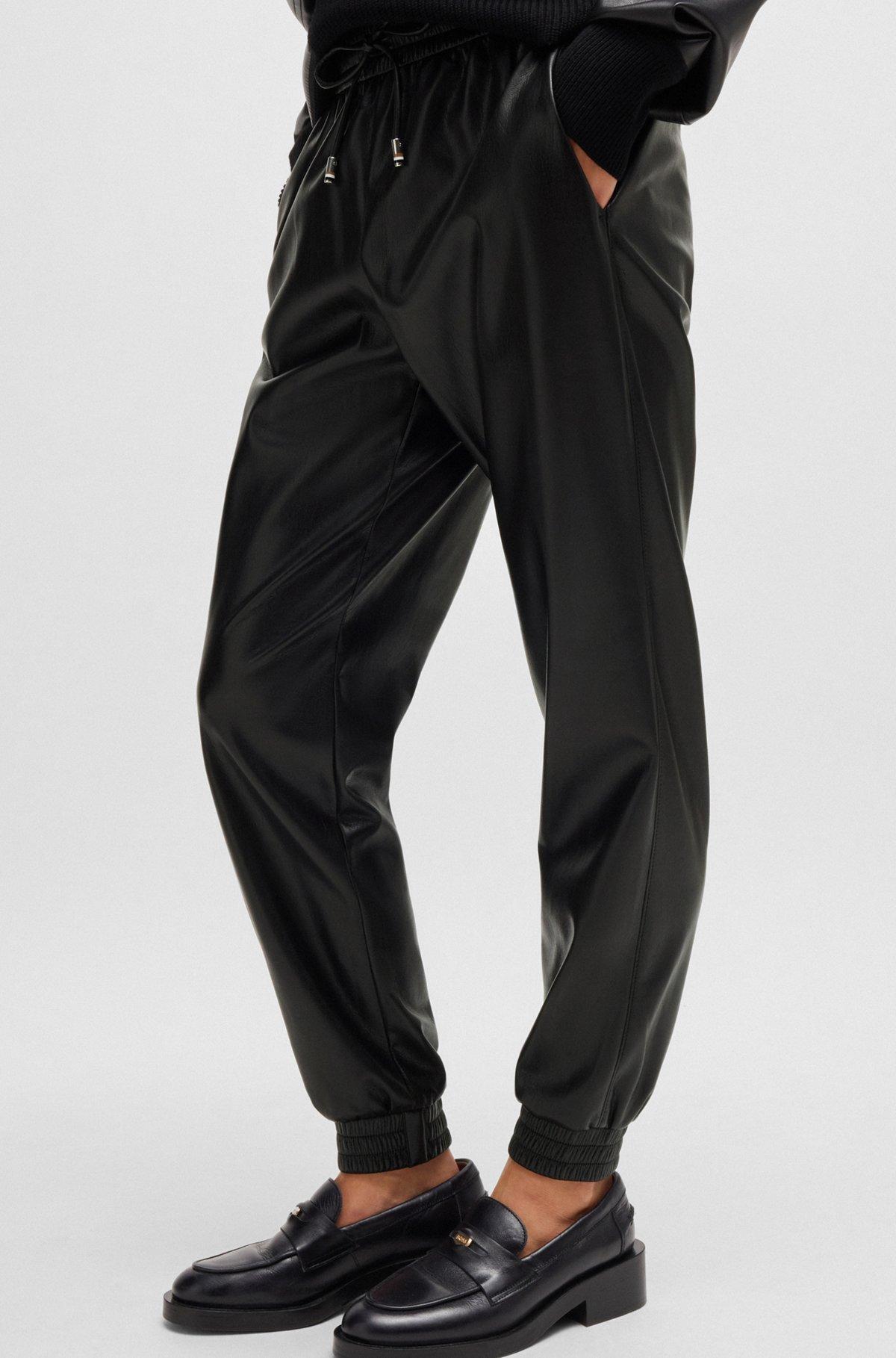 Faux-leather trousers with drawcord waist Product Image