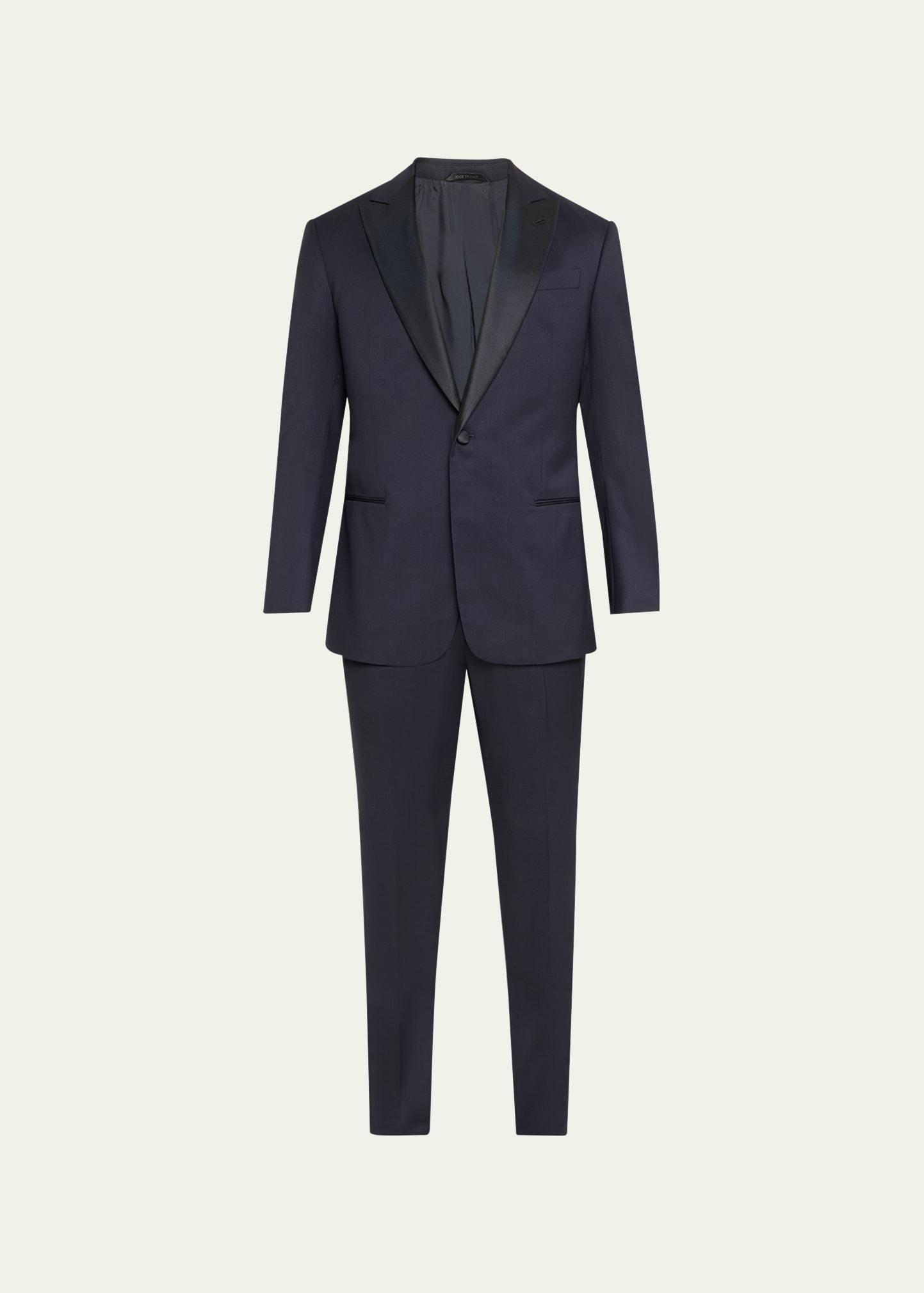 Mens Silk-Lapel Micro-Pattern Suit Product Image