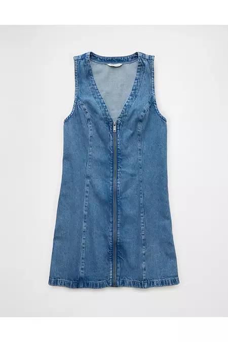 AE Zip-Up Denim Mini Dress Womens Product Image