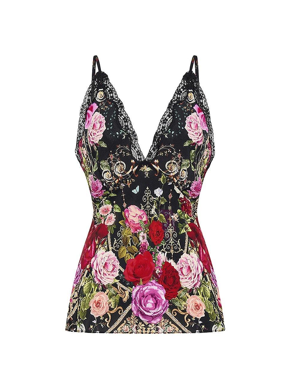 Womens Floral Silk Camisole Top Product Image