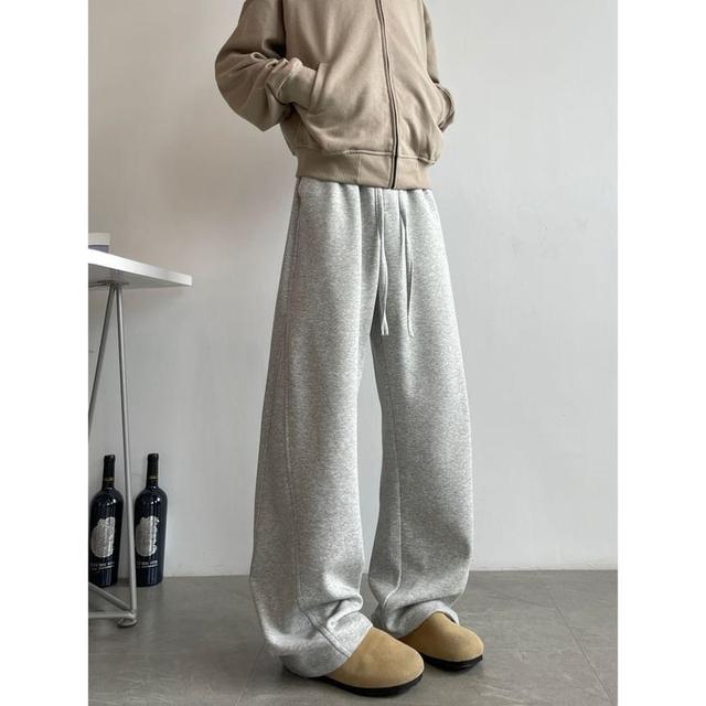 Mid Waist Plain Wide Leg Pants Product Image