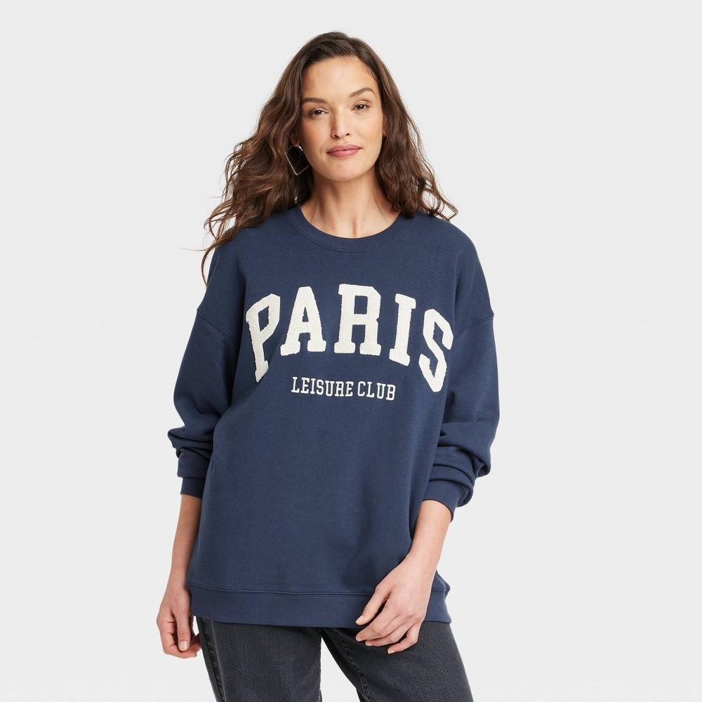 Womens Paris Graphic Sweatshirt - Blue product image