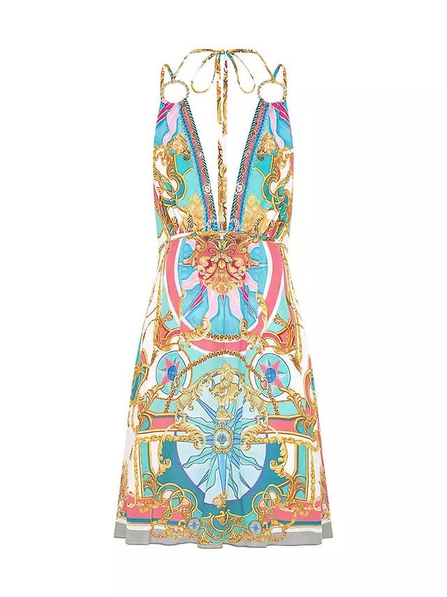 Abstract-Print Silk Sleeveless Minidress Product Image