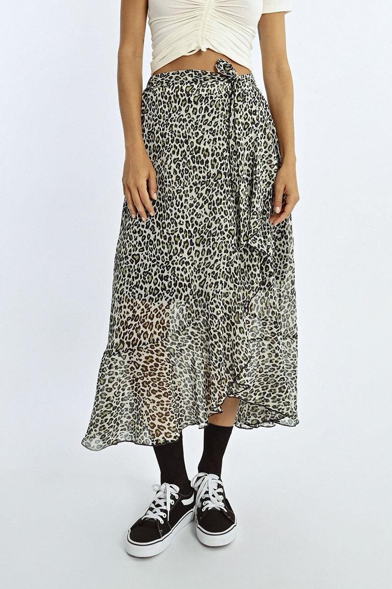 LEOPARD PRINT WRAP SKIRT Product Image